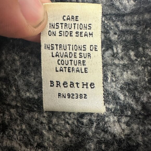 Prana Womens Full Zip Gray Black Sweater Jacket Size Large High Collar USA Made - Picture 3 of 8